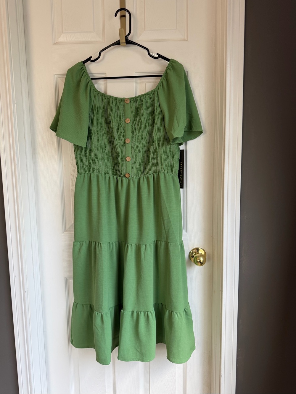 Indigo Green Smocked Bodice Midi Dress for Summer